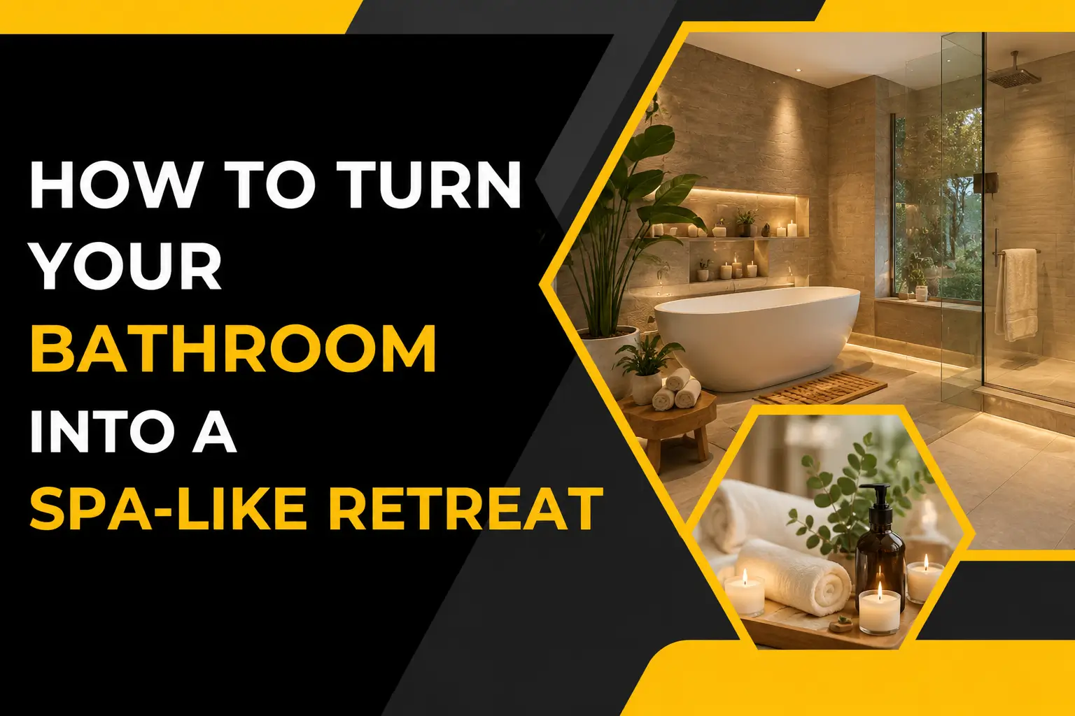 Luxury spa-like bathroom remodel in Raleigh NC featuring a freestanding bathtub, glass shower, warm lighting, and modern design elements.