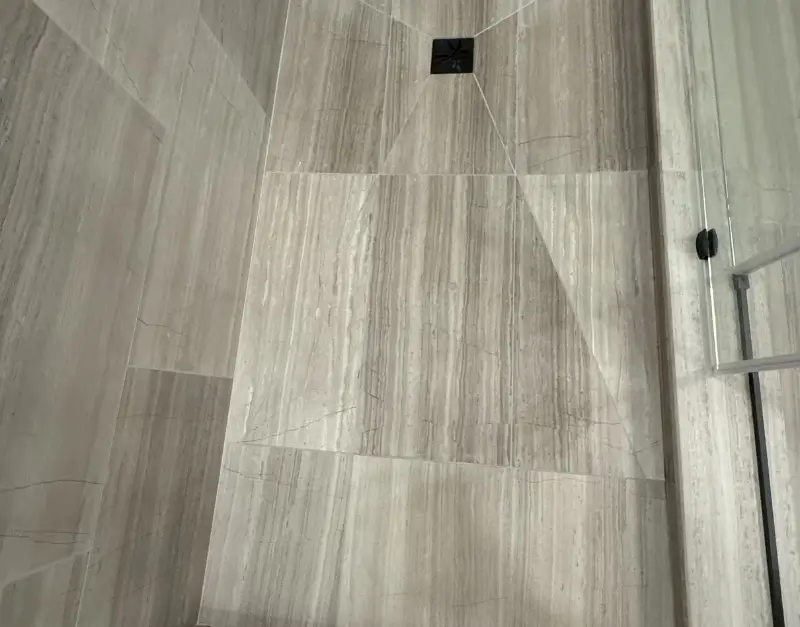 Curbless Porcelain Tile Shower Floor