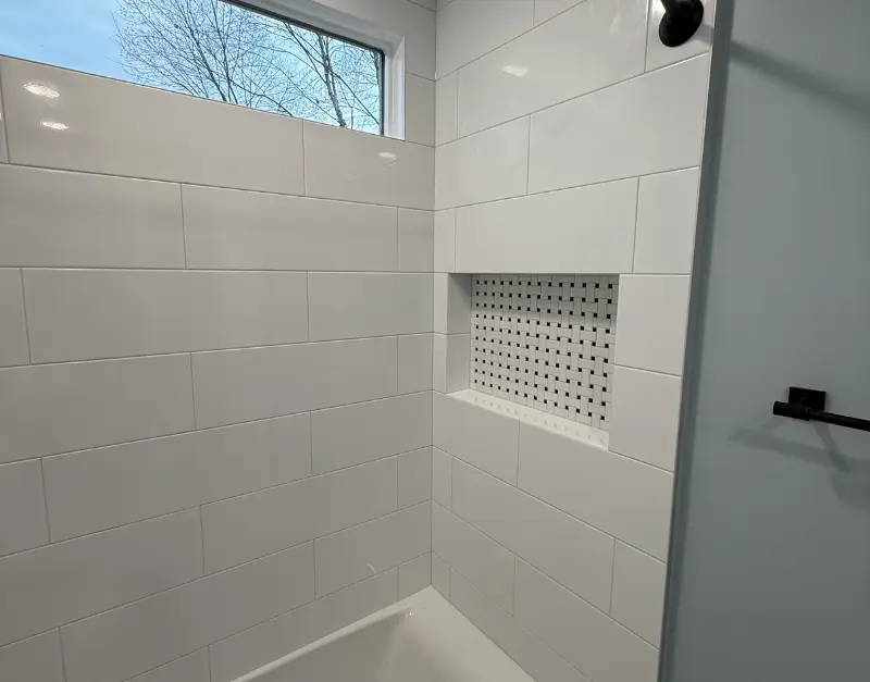 Bathtub Shower Combination with White Subway Tile