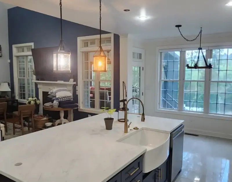 Custom Kitchen Island with Farmhouse Sink