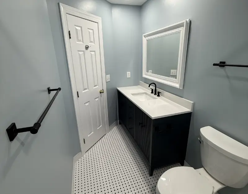 Custom Vanity with Matte Black Fixtures