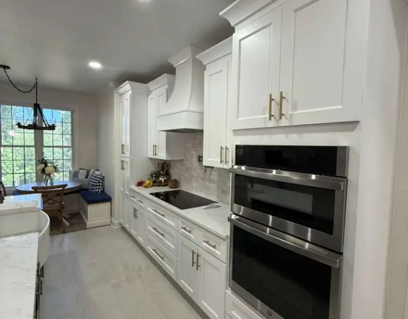 Custom White Shaker Kitchen with Double Wall Ovens