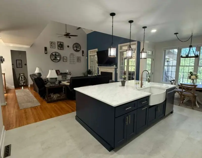 Modern Kitchen Island and Open Living Space